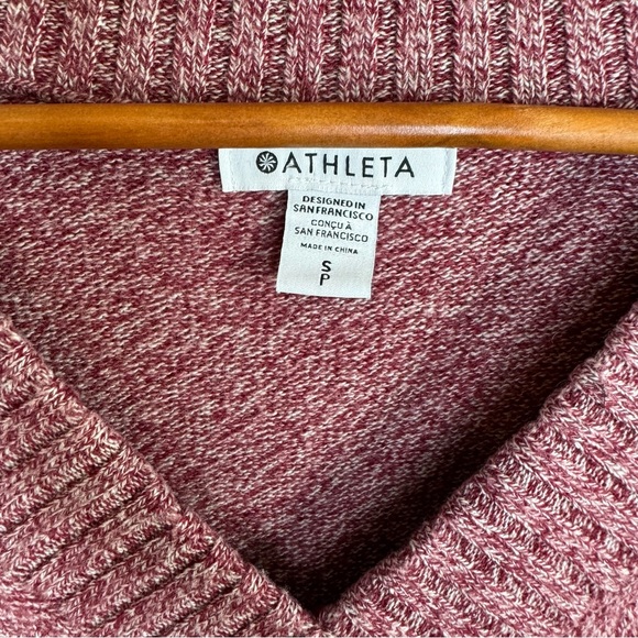 Athleta Women's Heather Red Vital V Neck Cashmere Wool Blend Tunic Sweater Sz S - Picture 4 of 8
